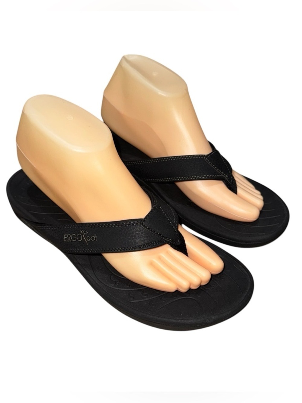 Ergo Foot Women's Size 9 Orthotic Flip Flop Thong Sandals Black Arch Support